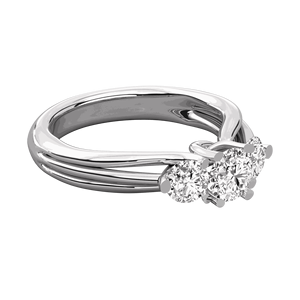 Bague de mariage en diamant rond à trois pierres pour elle - Product Image 2