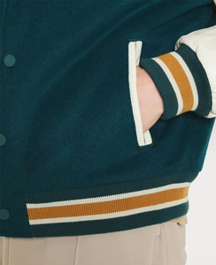 แจ็กเก็ตเบสบอลผ้าขนแกะแท้สำหรับผู้ชายเสื้อแจ็กเก็ตมีแผ่นปักตามสั่ง - Product Image 6