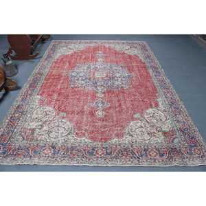 Alfombra Turca Vintage Extra Grande de 7.1x10.1 pies (216x308 cm), Alfombra Abstracta Roja - Product Image 1