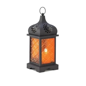 Metal crafts hollowed out gold lantern wind lamp LED light <b>Moroccan</b> <b>decorative</b> ornaments camp lantern For Ramadan - Product Image 3
