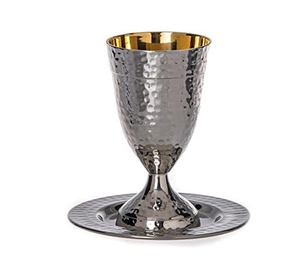 Usine Acheter Argent Religieux Bénédiction vin tasse Shabbat Vacances Kiddoush tasse Shabbat Juif en acier inoxydable - Product Image 1