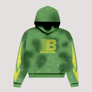 Wholesale Oversized Cropped <b>Hoodie</b> for <b>Men</b> 500Gsm <b>Fleece</b> Custom Logo 100%Cotton for Puff Print Design - Product Image 4