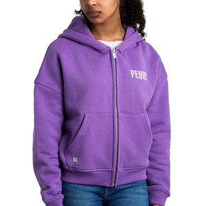 Sweat à capuche léger pour femme avec impression personnalisée, fermeture éclair sur le devant, logo, 100% coton, poches, manches longues, séchage rapide, respirant - Product Image 4
