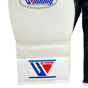 Gants de boxe à lacets Winning, blanc et noir, cuir véritable, professionnels, pour entraînement et sparring, 8oz 10oz 12oz 14oz 16oz - Product Image 6