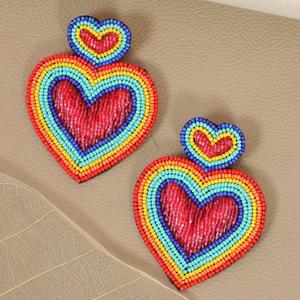 <b>Black</b> flower Designer Beaded <b>Earrings</b> <b>for</b> <b>Women</b> Patriotic Memorial Day Orange White Blue Colour Fabric Material - Product Image 2