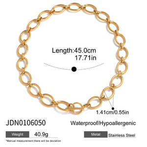 Collar de Cadena J&D Bold, Chapado en Oro de 18K, Acero Inoxidable, Estilo Moderno en Capas - Product Image 6