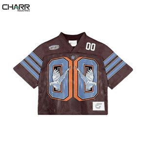 Fútbol americano Jersey Mesh Work Boxy Fit Camisetas Más vendidos Unisex All Over Printed Applique Numbers Tops - Product Image 3