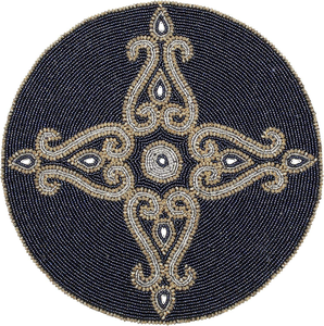 Classic Design Stone Bead Placemat Round Embroidered <b>Coasters</b> <b>Silver</b> Bead for Table Decoration Free Sample - Product Image 1