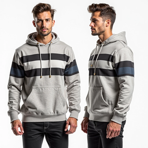 เสื้อฮู้ดโอเวอร์ไซส์สำหรับผู้ชายทรงโอเวอร์ไซส์ไหล่ไม่ผูกเชือกสไตล์สตรีทแวร์พิมพ์ลาย - Product Image 2