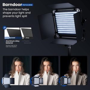 <span class=keywords><strong>NEEWER</strong></span> Lot de <span class=keywords><strong>2</strong></span> lampes vidéo LED bicolores 660 et kit de support: (<span class=keywords><strong>2</strong></span>) 3200-5600K CRI 96 + lumière à intensité variable avec support en U et porte de grange - Product Image 3