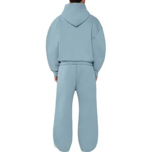 Yite Men's Streetwear Cropped Zip-up Hoodie and Embroidered <b>Sweatpants</b> <b>Set</b> 100% Cotton Tracksuit Sweatsuit for Men - Product Image 3