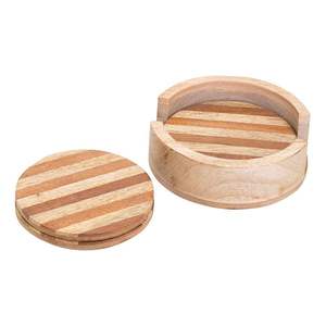 Sous-verres ronds en bois de super qualité personnalisés avec tapis de thé pour la maison ou le bureau - Product Image 1