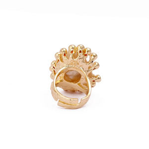 Cz & perle d'eau douce pierres précieuses artisanat anneaux bijoux plaqué or broche réglage réglable pierre naturelle Vintage Boho bijoux - Product Image 2