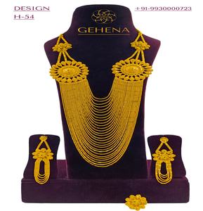 Collier plaqué Or 24K, 5 grammes, boucles d'oreilles, bague, Collier De Luxe, Bijoux, Plaque ou Ensemble africain, Bijoux indiens pour Femme - Product Image 1