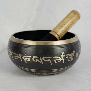 Black Finished Customized Size Round Healing Meditation Tibetan Singing Bowl Bowl for Yoga Therapy Prayer Bowl Wooden Mallet - Product Image 1