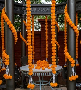Artificial Flower Wall Door Hanging Home Office Temple Wedding Function Party Festival Decoration Marigold <strong>Garlands</strong> Set <strong>Paper</strong>