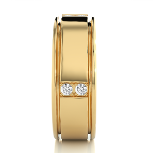 Bague verticale unisexe en or massif 18 carats avec double diamant naturel, incrustation de style classique taillée dans deux pierres, bijoux de mode pour fêtes - Product Image 5