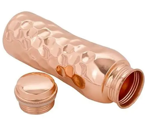 Botella de cobre de metal con acabado pulido y metal de cobre completo de alta calidad para el hogar, cama, habitación, botella de agua, muestra gratis - Product Image 2