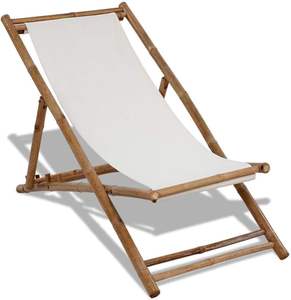 Chaise longue pliable en rotin et bambou Design léger et relaxant pour l'extérieur, la plage ou le jardin - Product Image 1