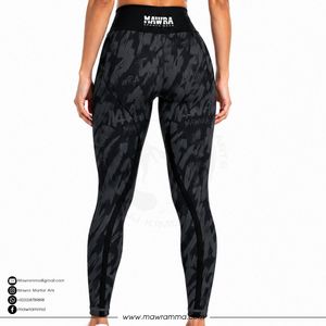 MAWRA Leggings de yoga de cintura alta y longitud completa con estampado de letras y logotipo en la pierna derecha, pantalones de spandex elásticos en cuatro direcciones para mujer - Product Image 2