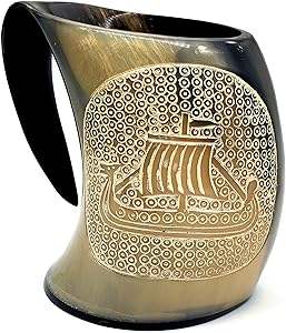 Viking Écologique Corne De Bière Bière Tasse À Boire Buffle Poli Tasses En Céramique Prix Usine De HF CRAFTS - Product Image 4