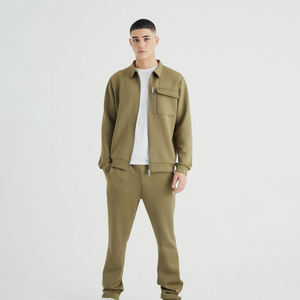 ชุดวอร์มผ้าฝ้ายแบบมีซิปสำหรับผู้ชายชุดวอร์มมีกระเป๋าด้านหน้าแบบเรียบ - Product Image 1