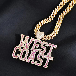 Colgante Personalizado de Hip Hop con Iniciales 3D, Diamantes de Imitación Coloridos, Chapado en Plata/Oro, Unisex - Product Image 3