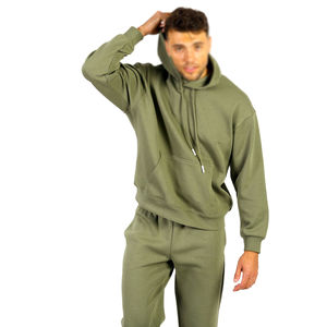 Venta al por mayor Sweat suit Hombres Algodón Grueso Drop Shoulder Hoodies y pantalones de chándal holgados Conjunto Casual Sweatsuit Hombres con calidad superior - Product Image 3