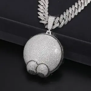 Haute Joaillerie Personnalisée Brillant Style Rappeur Rond S925 argent VVS Moissanite diamant Charme Bijoux Pendentif Hip Hop Pendentifs - Product Image 3
