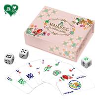 Juego de Mesa para Reuniones Familiares, King Cards, Versión Taiwanesa, Cartas de Mahjong Portátiles de Plástico con Acabado Mate, 144 Cartas, 2 Mazos, 4 Dados