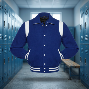 Chaqueta Universitaria Azul para Hombre, Mangas de Cuero de Alta Calidad, Estilo Universitario de Béisbol Personalizado para Invierno - Product Image 6