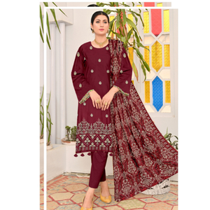 Diseño estampado khaddar 3 piezas diseños Salwar kameez Stitch trajes de tela de primera calidad costura decente con duppta a juego - Product Image 2