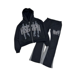 Custom Men's Plus Size Winter <b>Hip</b> Hop Fleece Heavyweight Elastic Waist Breathable Quick Dry Cotton/Polyester Tracksuits Sets - Product Image 1