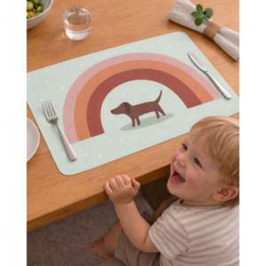 Novelty Dachshund with Rainbow 2-Piece Children's Placemat Set 30x40 cm <b>Vinyl</b> for Home Use - Product Image 5