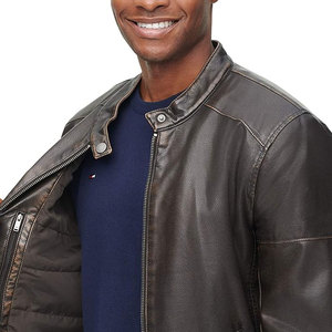 Factory Made Men's <b>Winter</b> <b>Leather</b> <b>Jackets</b> Genuine Brown Customized Front Logo New Design Wholesale Price - Product Image 6