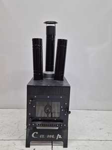 Portable Foldable Steel <b>Tent</b> <b>Heater</b> Outdoor <b>Camping</b> Wood Stove with Chimney Pipes Glass Window for BBQ Cooking Iron Material - Product Image 4