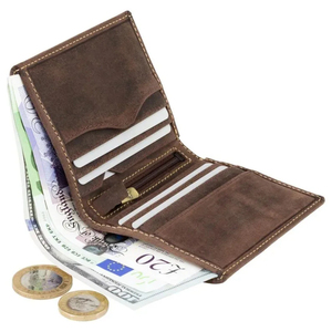 Portefeuille en cuir véritable fait à la main pour hommes, organisateur multi-cartes avec fonction RFID broderie décoration fermeture pliante - Product Image 6