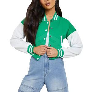 Chaqueta corta de punto para mujer, chaqueta Letterman, duradera, cómoda, a prueba de viento - Product Image 1