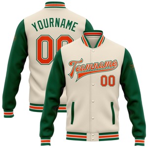 Vente en gros dans l'industrie directe de bombardiers décontractés hiver personnalisés néon vert blanc-bleu marine veste à pression intégrale Varsity Letterman Fade Fashion - Product Image 4
