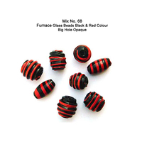 Nouvelle collection de perles en verre noir et rouge, perles opaques à gros trous pour la fabrication de bijoux, bracelets et accessoires de bricolage en provenance d'Inde