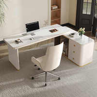 Mobilier de bureau à domicile léger et luxueux Bureau en pierre Table d'ordinateur en marbre haut de gamme Table nordique de direction
