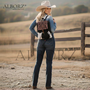 Nouveau sac à dos élégant en cuir véritable fait main à imprimé animal, en cuir de fourrure de cheval, style bohème, pour le collège, 100% cuir véritable, portable - Product Image 6