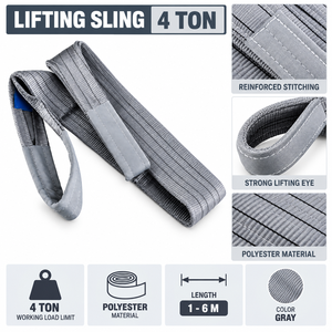 Sling de levage plat en polyester industriel 4 tonnes avec boucles renforcées – Fabrication OEM & ODM par une usine expérimentée - Product Image 4