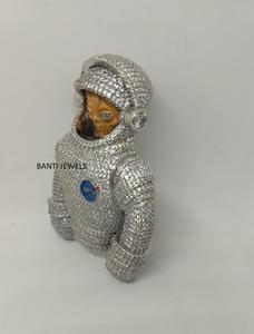 Colgante de Astronauta Extraterrestre, Plata 925, Completamente Engastado con Moissanita, Joyería Espacial Hip Hop - Product Image 5