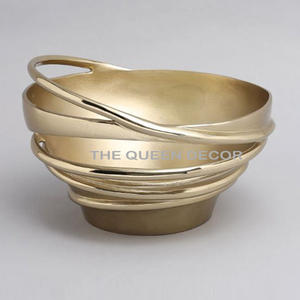 Tazón de vajilla de aluminio decorativo con bandeja Venta caliente Tazón de fruta de metal moderno Diseño personalizable de alta calidad - Product Image 2