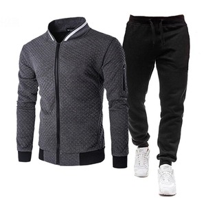 Ensemble de vêtements de sport pour hommes Survêtement de marque pour hommes Vêtements de fitness deux pièces Veste à manches longues + pantalon Survêtement décontracté pour hommes - Product Image 1