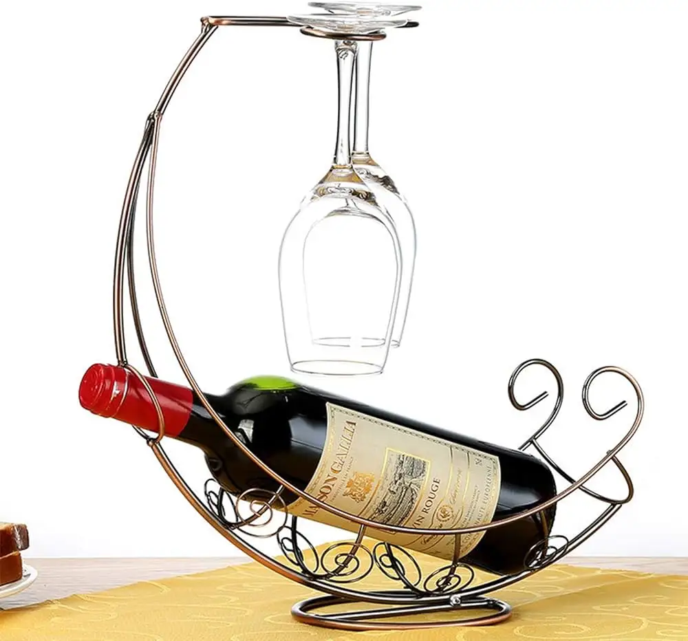 ที่วางขวดไวน์และแก้วทำจากทองแดงสำเร็จรูปอุปกรณ์ตกแต่งบาร์สำหรับบาร์โรงแรมร้านอาหาร