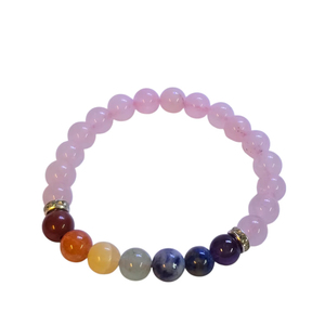 Amayra Cristal de qualité supérieure Pierre semi-précieuse artisanale Pierre précieuse extensible Quartz rose Bracelet Chakra Bracelet en cristal naturel - Product Image 1