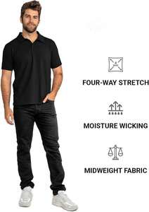 Polos negros lisos de alta calidad para hombre con manga corta Logotipo personalizable Patrón de impresión superior transpirable antiarrugas - Product Image 4