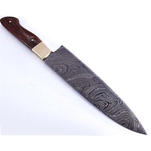 Venta al por mayor mejor precio logotipo personalizado 100% alta calidad Damasco hoja afilada cocina Chef cuchillo con cubierta de cuero en barato - Product Image 2